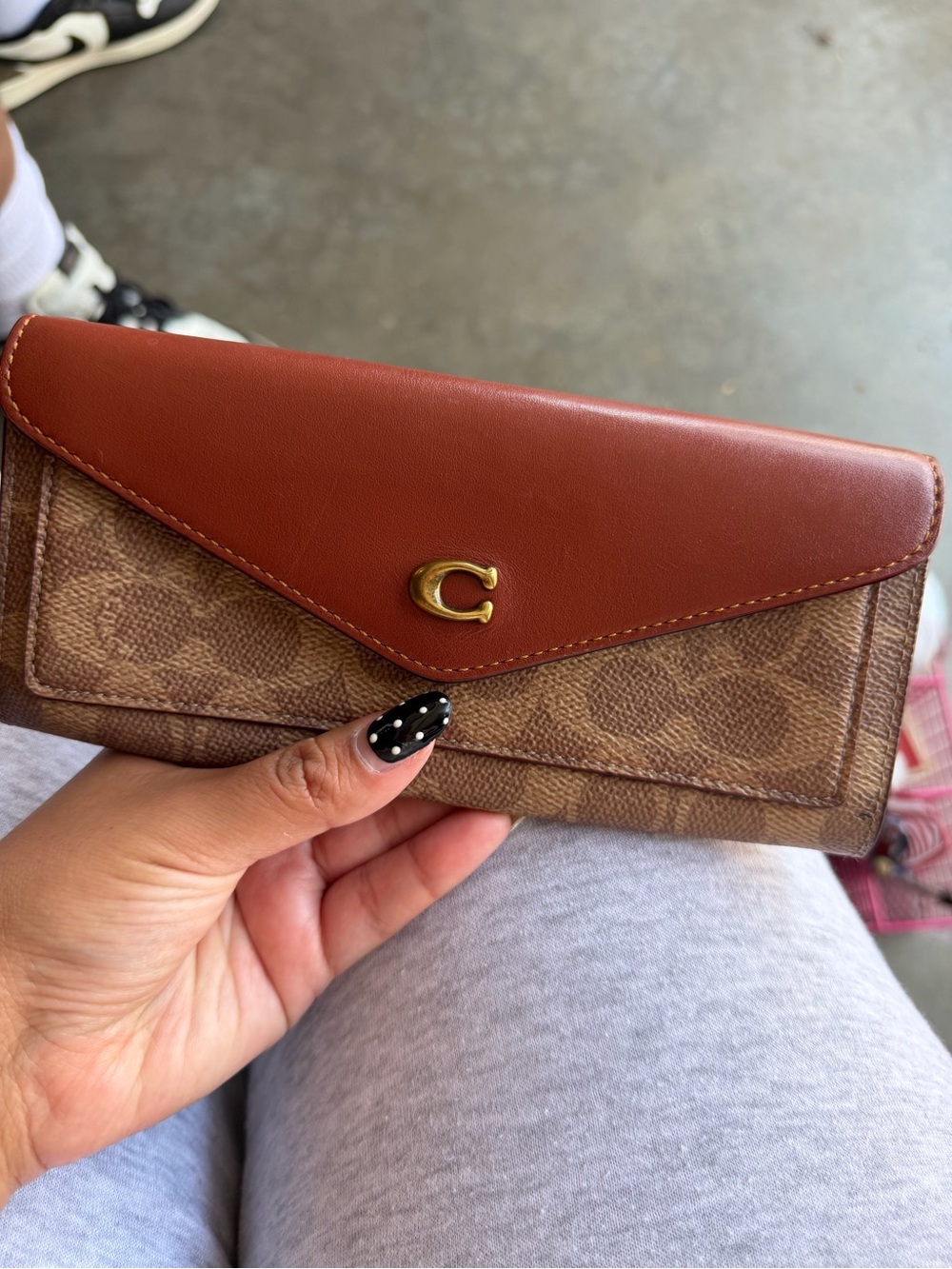 Coach Signature Canvas Wallet with Chestnut Leather Flap
